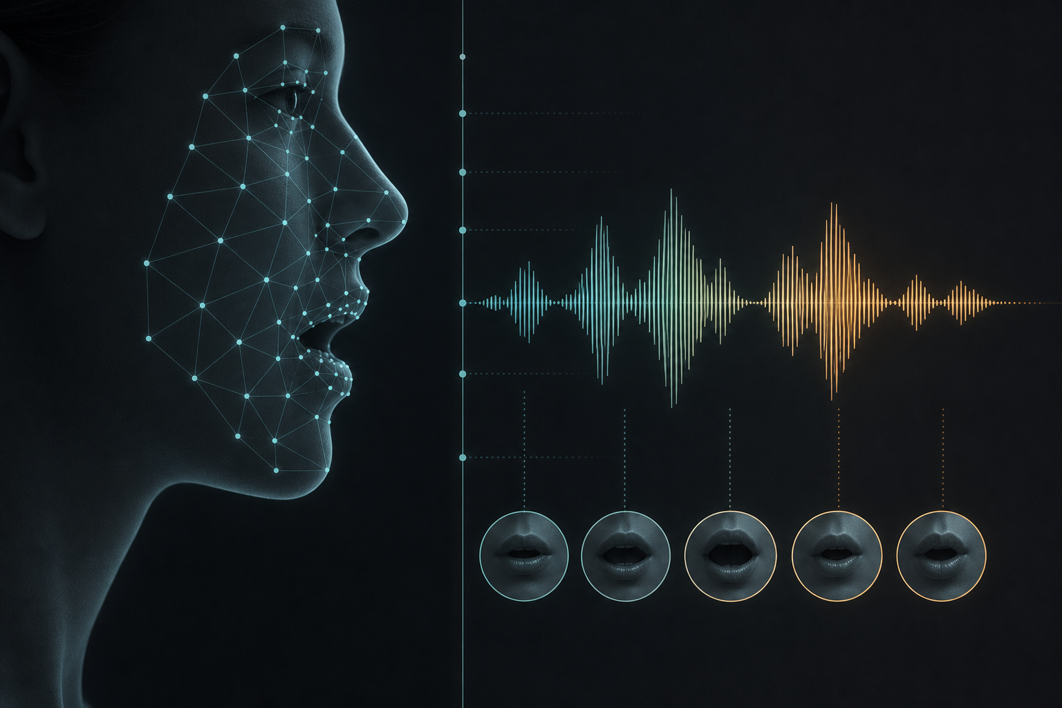 Lip motion aligned with a speech waveform